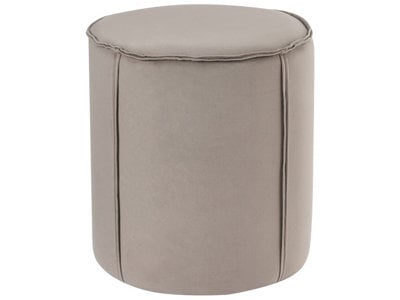 Wyld And Coco Velvet Taupe Round Pouffe 40 X 40 X 43 Cm - Rubberwood Base, Compact Accent Seat And Side Table - image 1