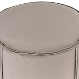 Wyld And Coco Velvet Taupe Round Pouffe 40 X 40 X 43 Cm - Rubberwood Base, Compact Accent Seat And Side Table - thumbnail 3