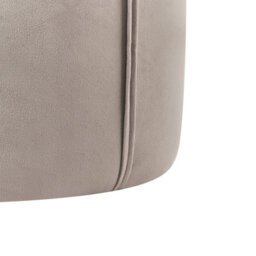 Wyld And Coco Velvet Taupe Round Pouffe 40 X 40 X 43 Cm - Rubberwood Base, Compact Accent Seat And Side Table - thumbnail 5