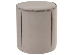 Wyld And Coco Velvet Taupe Round Pouffe 40 X 40 X 43 Cm - Rubberwood Base, Compact Accent Seat And Side Table - thumbnail 1