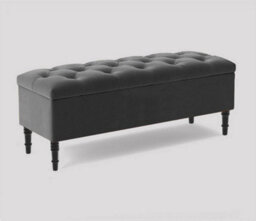 150Cm Swiss Chesterfield Ottoman Storage Bench- Plush Velvet Shoe Bench - Steel Grey Upholstery Footstool With Storage - thumbnail 3