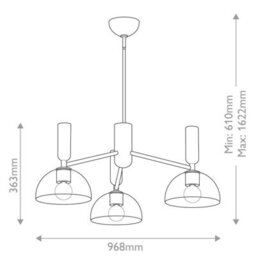 Luminosa Lighting Elstead Alora Mood Jude Multi Arm Pendant Ceiling Light Contemporary Brushed Gold 3X E27 - thumbnail 3