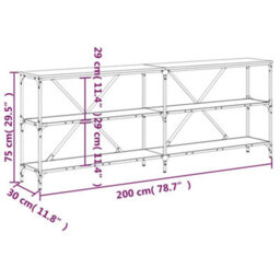 Berkfield Console Table Grey Sonoma 200X30X75 Cm Engineered Wood And Iron - thumbnail 9