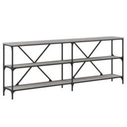 Berkfield Console Table Grey Sonoma 200X30X75 Cm Engineered Wood And Iron - thumbnail 2