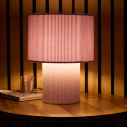 K Living Tokyo Beautifully Crafted Lilac Velvet Stripe Table Lamp - thumbnail 2