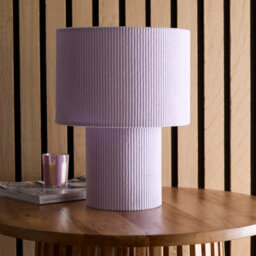 K Living Tokyo Beautifully Crafted Lilac Velvet Stripe Table Lamp