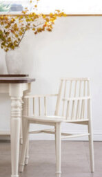 Statement Furniture Queensbury Wooden Dining Armchair With Slatted Back - Cotswold Cream - thumbnail 1