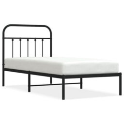 Berkfield Metal Bed Frame With Headboard Black 90X190 Cm - thumbnail 2