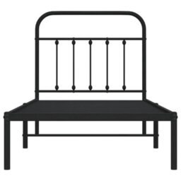 Berkfield Metal Bed Frame With Headboard Black 90X190 Cm - thumbnail 6