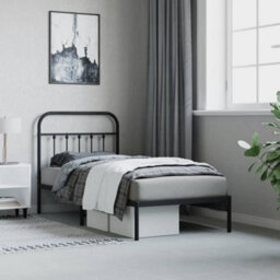 Berkfield Metal Bed Frame With Headboard Black 90X190 Cm - thumbnail 4
