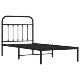 Berkfield Metal Bed Frame With Headboard Black 90X190 Cm - thumbnail 5