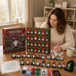 Amorly Christmas Gnome Diamond Painting Advent Calendar, Diy Gem Art Craft Kit, 24Pcs Hanging Gnome Ornaments,festive Countdown Xmas Gift - thumbnail 4