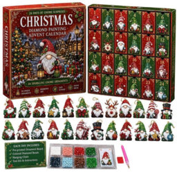 Amorly Christmas Gnome Diamond Painting Advent Calendar, Diy Gem Art Craft Kit, 24Pcs Hanging Gnome Ornaments,festive Countdown Xmas Gift - thumbnail 2