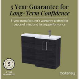 Balterley Right-Hand Bathroom Vanity And Wc Unit Combination With Basin - 1100mm - Woodgrain Black With Brushed Pewter Handles - thumbnail 6