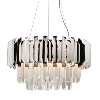 Anson Lighting Florence Polished Stainless Stell With Clear K5 Crystal Glass Decorative 6 Light Chandelier