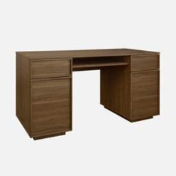 Sweeek - Wood Effect Desk 2 Doors 2 Drawers 1 Niche 140Cm Walnut 140X55X77 Cm - Kuba