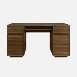 Sweeek - Wood Effect Desk 2 Doors 2 Drawers 1 Niche 140Cm Walnut 140X55X77 Cm - Kuba - thumbnail 2