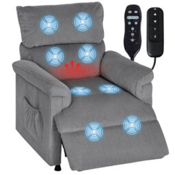 Homcom Massage Recliner With Quiet Motor, Power Reclining Chair, Grey - thumbnail 2