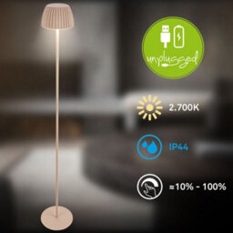 Briloner Beige Dimmable Floor Standing Lamp 124Cm Usb C Rechargeable Battery - thumbnail 2