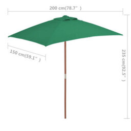 Walplus Garden Parasol With Wooden Pole 150X200 Cm Green - thumbnail 9