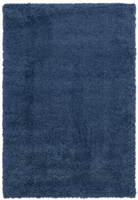 Blue Shaggy Modern Plain Easy To Clean Rug For Dining Room-200Cm X 290Cm - image 1