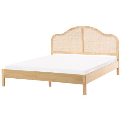Beliani Bed Hounoux 180 X 200 Cm (Super King Size) Light Brown - image 1
