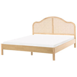 Beliani Bed Hounoux 180 X 200 Cm (Super King Size) Light Brown - thumbnail 1
