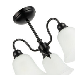 Happy Homewares Classic And Ornate Matte Black Ceiling Light Fitting With Glass Shades - thumbnail 5