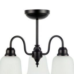 Happy Homewares Classic And Ornate Matte Black Ceiling Light Fitting With Glass Shades - thumbnail 3