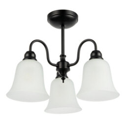 Happy Homewares Classic And Ornate Matte Black Ceiling Light Fitting With Glass Shades - thumbnail 1