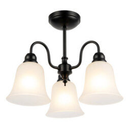 Happy Homewares Classic And Ornate Matte Black Ceiling Light Fitting With Glass Shades - thumbnail 2