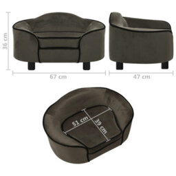 Berkfield Dog Sofa Dark Grey 67X47X36 Cm Plush - thumbnail 9