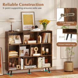Freestanding Display Rack Bookshelf 10-Cube Bookcase Brown - thumbnail 4