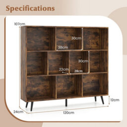 Freestanding Display Rack Bookshelf 10-Cube Bookcase Brown - thumbnail 2