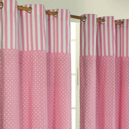 Homescapes Polka Dots Pink Ready Made Eyelet Curtain Pair, 137 X 228 Cm Drop