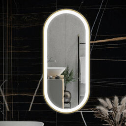 RAK Ceramics Rak Picture Oval 550X1000mm Led Illuminated Bathroom Mirror With Touch Sensor & Demister - Brushed Gold, Ip44
