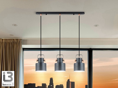 Luminosa Lighting Luminosa Erika Bar Pendant Ceiling Light Black, Copper 3Xe27 - Uk Stock - image 1