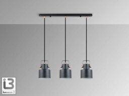 Luminosa Lighting Luminosa Erika Bar Pendant Ceiling Light Black, Copper 3Xe27 - Uk Stock - thumbnail 3