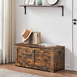 Rustic Storage Bench, Shoe Cabinet With Lift-Top And Safety Hinges, Decorative Chest For Bedroom Or Hallway, Rustic Brown