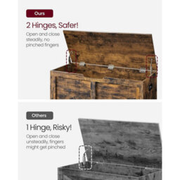 Songmics Rustic Storage Bench, Shoe Cabinet With Lift-Top And Safety Hinges, Decorative Chest For Bedroom Or Hallway, Rustic Brown - thumbnail 5