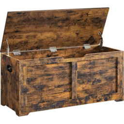 Songmics Rustic Storage Bench, Shoe Cabinet With Lift-Top And Safety Hinges, Decorative Chest For Bedroom Or Hallway, Rustic Brown - thumbnail 9