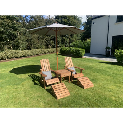 Marlborough Traditional Aidendack Style Set With 2 X Scatter Cushion Grey, 1 X Parasol Grey & 1 X Parasol Base - image 1