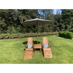 Marlborough Traditional Aidendack Style Set With 2 X Scatter Cushion Grey, 1 X Parasol Grey & 1 X Parasol Base - thumbnail 2