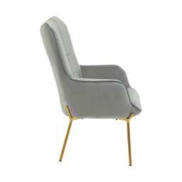 Orsina High Back Grey Velvet Armchair With Gold Legs, Versatile And Durable Armchair, Easy To Maintain Bucket Chair - thumbnail 3
