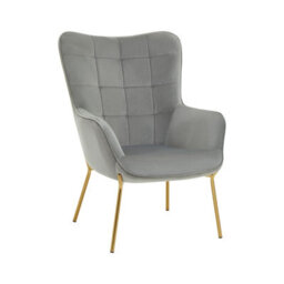 Orsina High Back Grey Velvet Armchair With Gold Legs, Versatile And Durable Armchair, Easy To Maintain Bucket Chair - thumbnail 2
