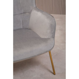 Orsina High Back Grey Velvet Armchair With Gold Legs, Versatile And Durable Armchair, Easy To Maintain Bucket Chair - thumbnail 9
