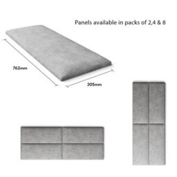 Aspire Easymount Wall Mounted Upholstered Panels, Modular Diy Headboard In Kimiyo Linen Fabric, Silver (Pack Of 4) - thumbnail 5