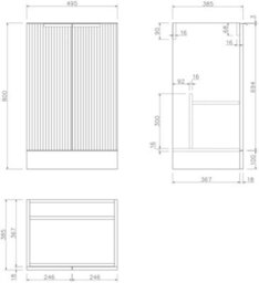 Aveli Fluted 500mm Bathroom Vanity Unit Basin Floorstanding Cupboard Soft Close Walnut - thumbnail 6