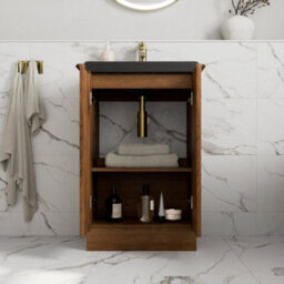 Aveli Fluted 500mm Bathroom Vanity Unit Basin Floorstanding Cupboard Soft Close Walnut - thumbnail 4