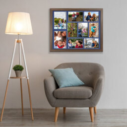AK Frames 20X16 Walnut Sleek Multi Photo Frame With Blue Mount - Holds 9 Apertures (2X) 7X5, (7X) 6X4 Photos - thumbnail 3